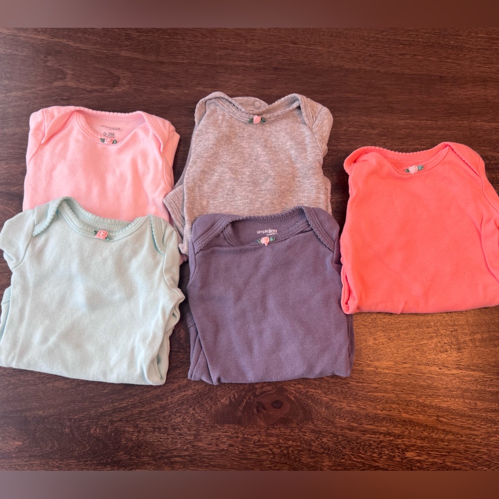Baby Girl Long-Sleeve Bodysuit Bundle 0-3 Months